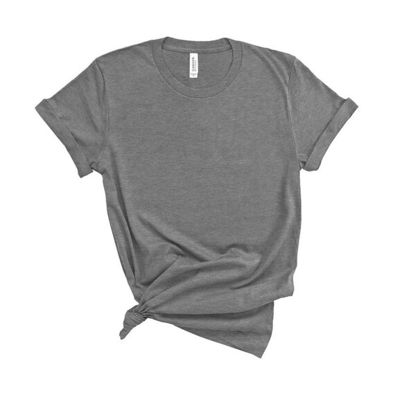 Bella + Canvas 3001CVC Unisex Jersey Tee. Deep Heather (Gray) Color. - Picture 1 of 4